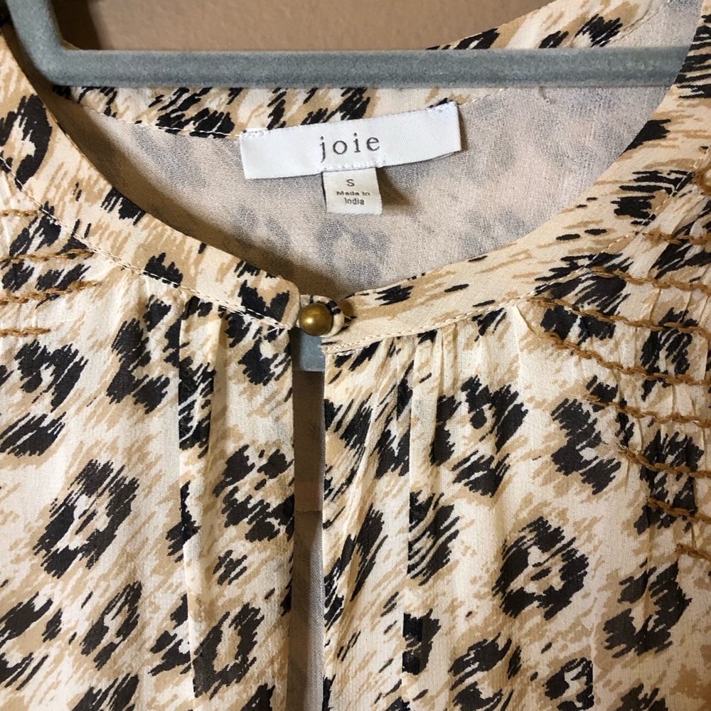 Joie Corrin Silk Leopard Animal Print Tie Waist‎ Midi Dress Tan Size Small - Picture 4 of 6